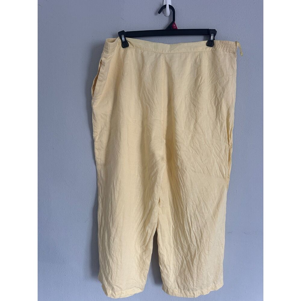 Lino U.S.A. Women’s 3X Yellow 100% Linen Wide Leg Pants Lined - Picture 4 of 9